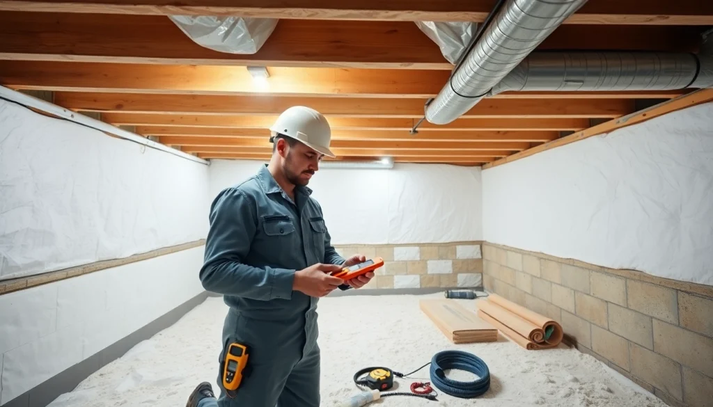 Crawl Space Restoration expert conducting a thorough inspection in a safe, clean environment.