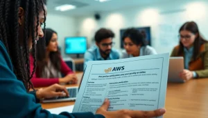 Study group engaged in AWS exam help with collaborative study materials.