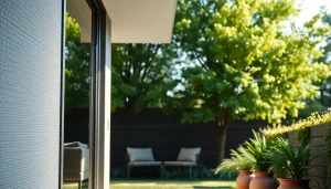 Elegant myggenet dør til moderne hjem med fin detalje og naturligt lys.