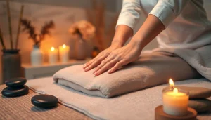 편안함과 웰빙을 강조한 고급 포항스웨디시 마사지가 이루어지는 고요한 스파 환경