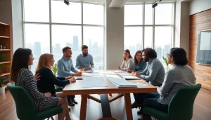Architectural consultation Boston with architects reviewing blueprints in a modern office setting.
