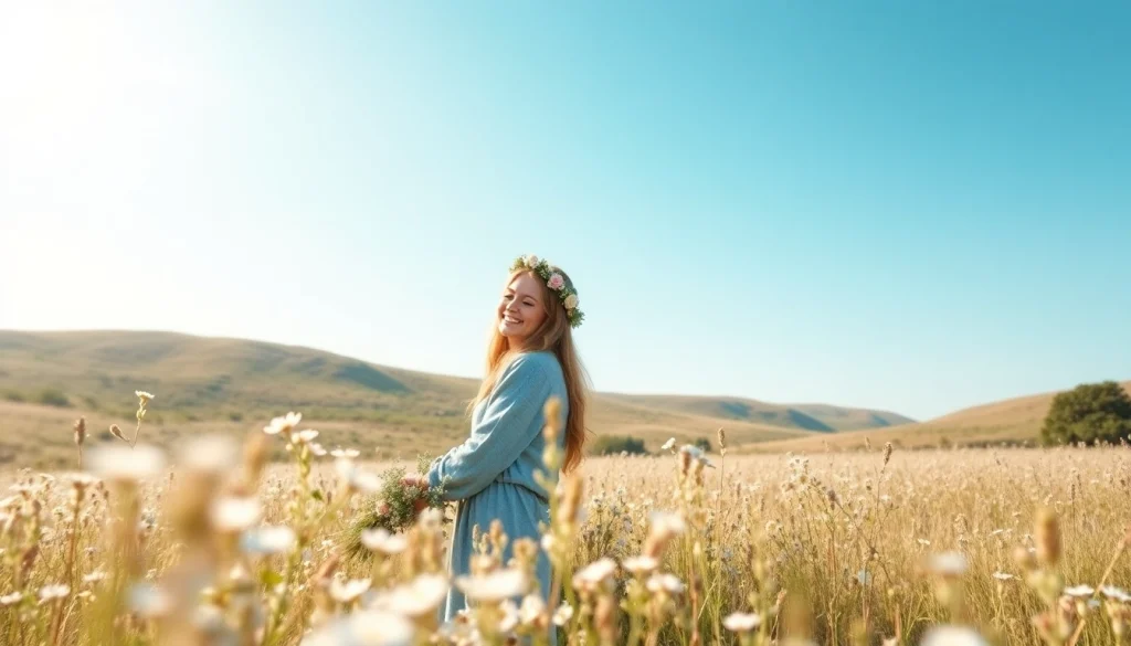 Experience light & airy photography with a couple embraced in a sunlit field, capturing romance and joy.