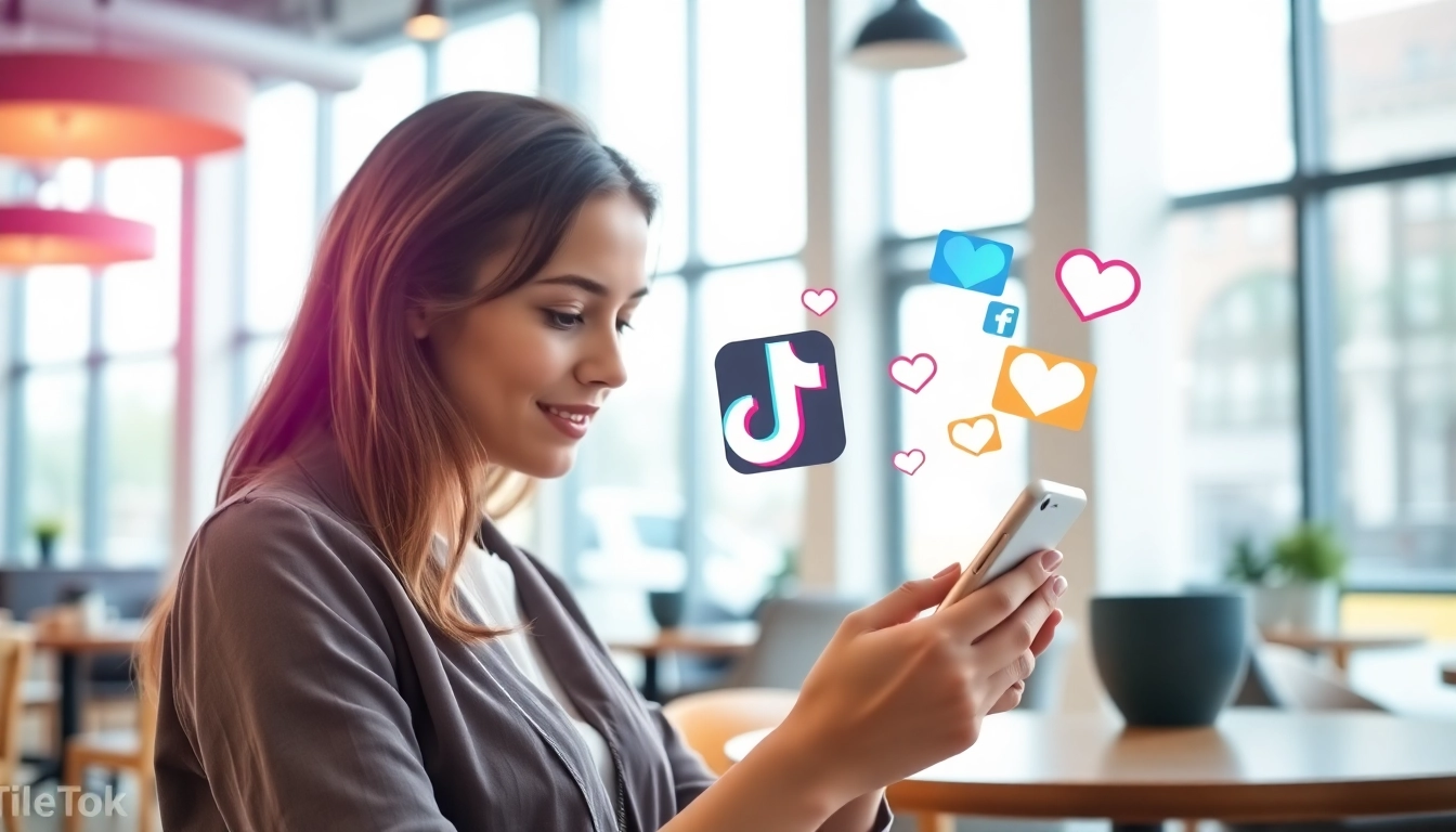 tiktok いいね 買うを促進する若い女性のソーシャルメディアマーケティングシーン