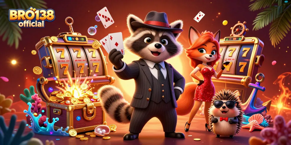 Experience thrills at BRO138 official with vibrant casino characters and slot games in action.
