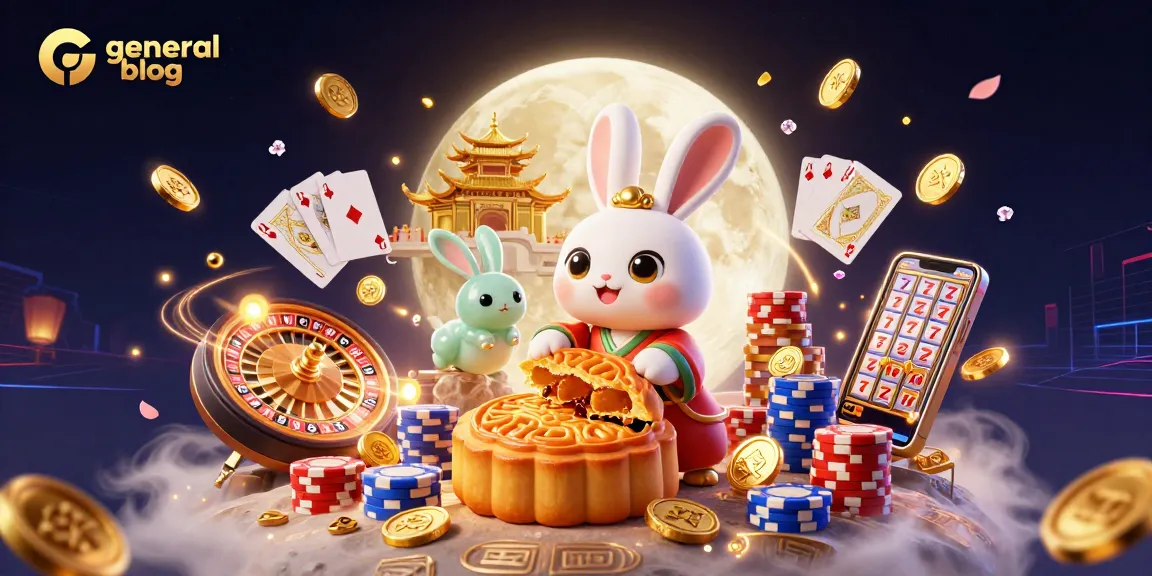 Engaging scene on general blog featuring a moon rabbit with poker chips, coins, and cards.