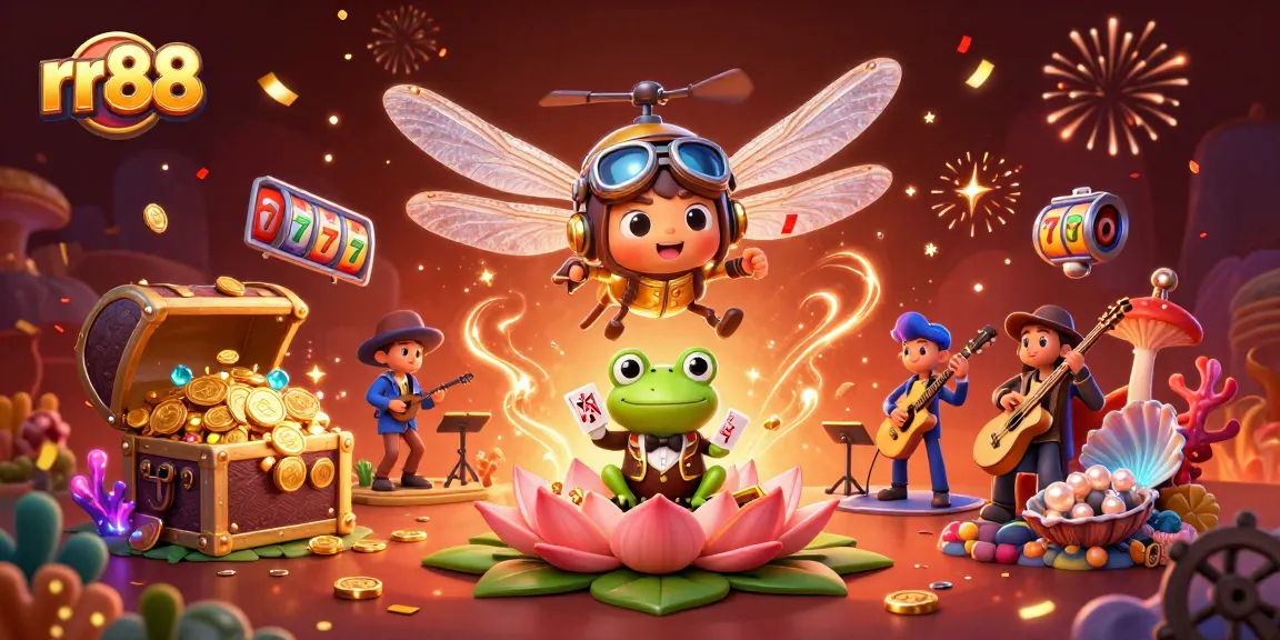 Play fun games at rr88’s vibrant lily pad casino with a jazzy frog dealer.