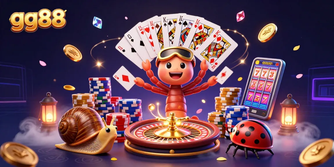 Experience the excitement of gg88 with a colorful casino scene featuring a unique cartoon dealer and vibrant game elements.
